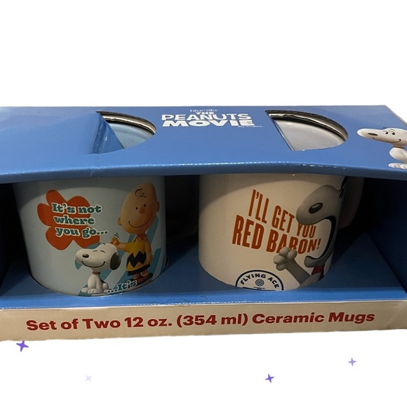 2015 set Of Two Ceramic Mugs The Peanuts Movie Snoopy Charlie Brown - Picture 5 of 11